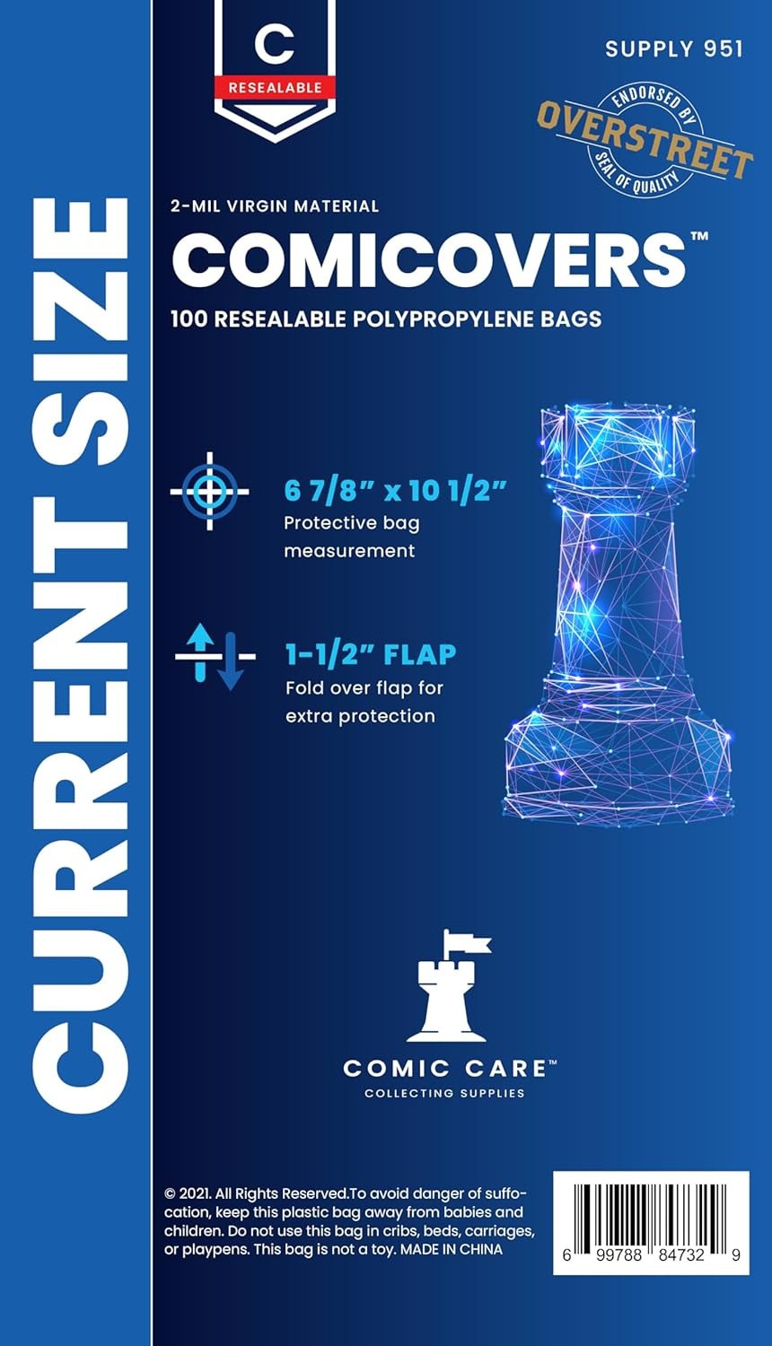 Comic Care Resealable Current Comic Bags Polypropylene 6-7/8"x10 1/2" -100 count