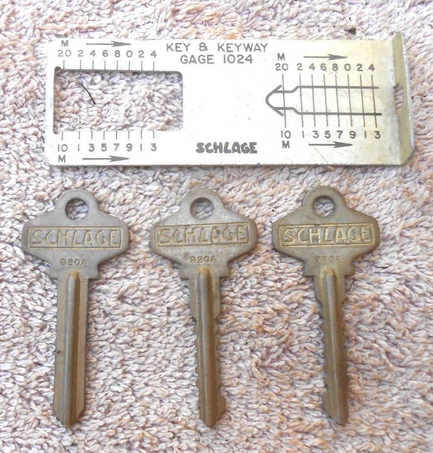 Vintage SCHLAGE lock  tool  keys Gage  1024