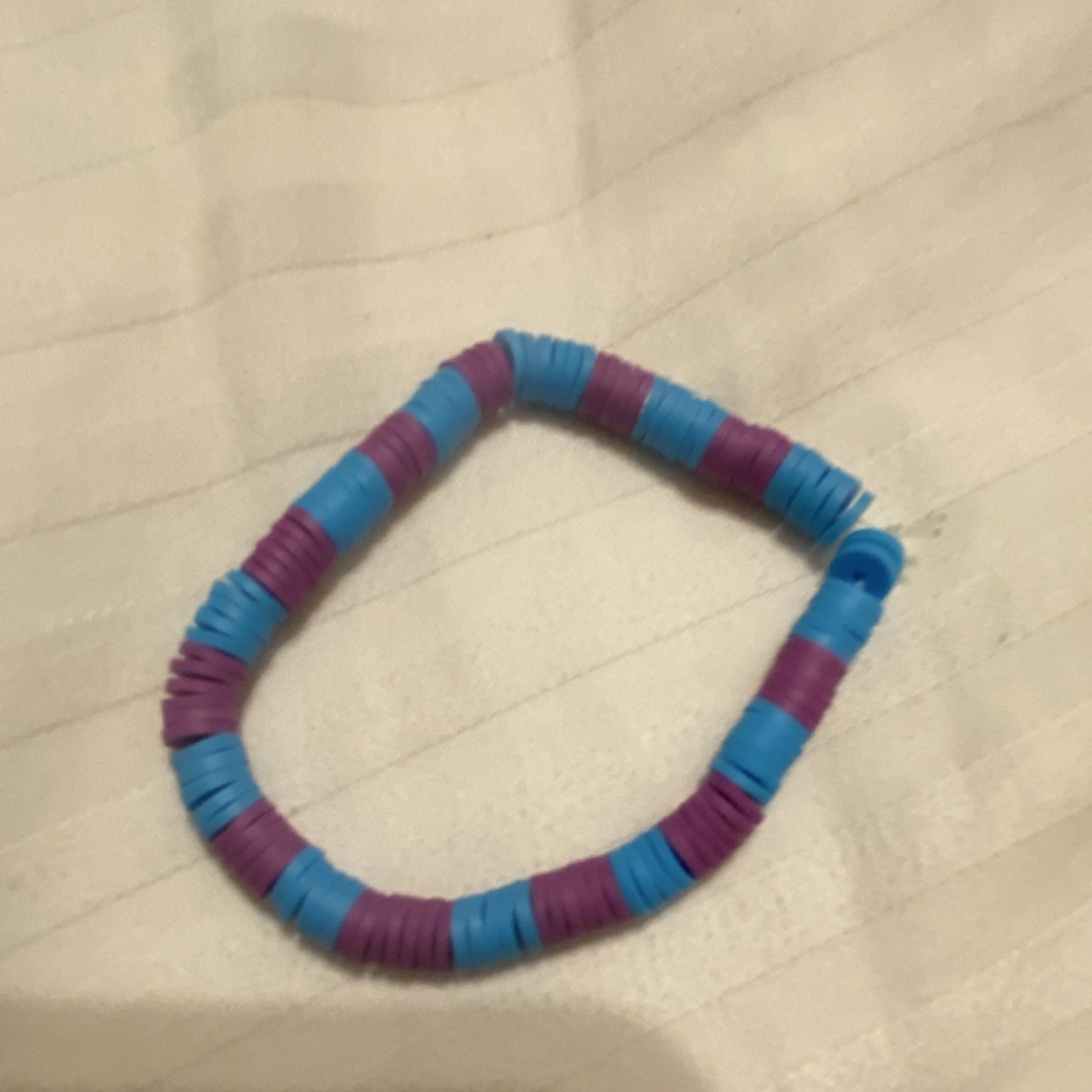 Handcrafted Stretch Beaded Bracelet Blue Purple Plastic Round Adjustable Unisex