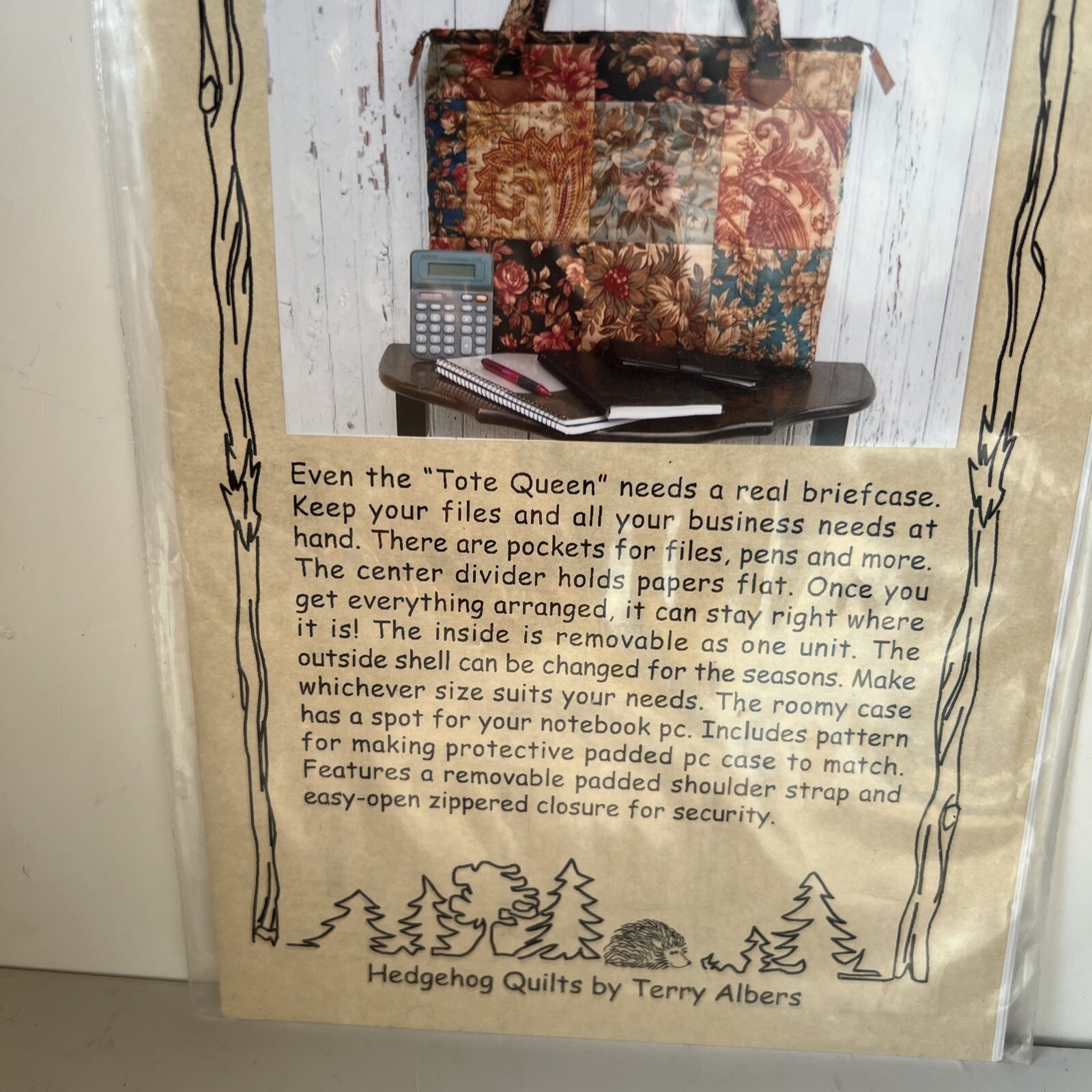 Quilt Briefcase Pattern 2 Sizes Hedgehog Quilts by Terry Albers 2007 NOS