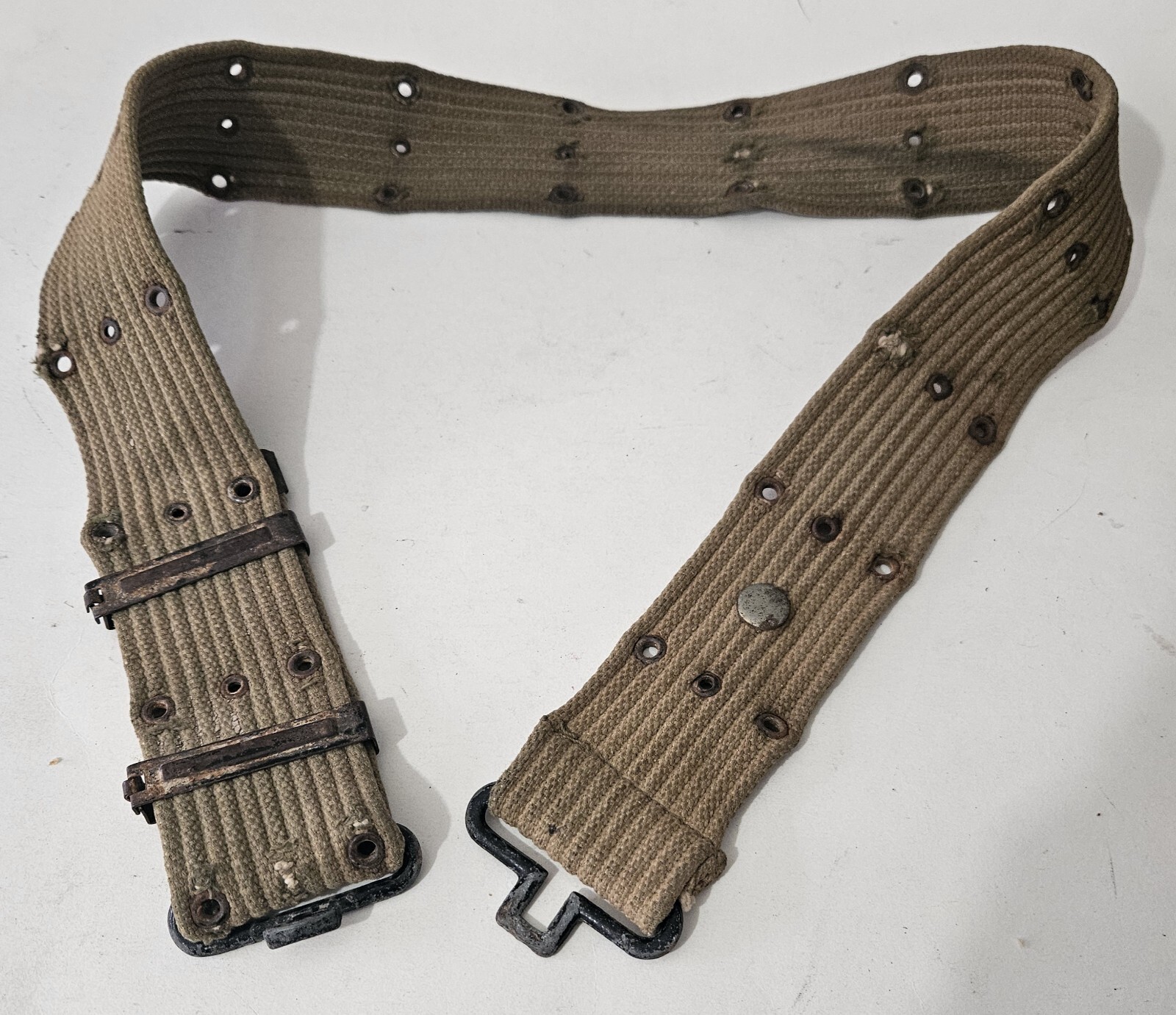US Military Vietnam Era Pistol Web Belt  Made In Japan 41 Inch Very distressed