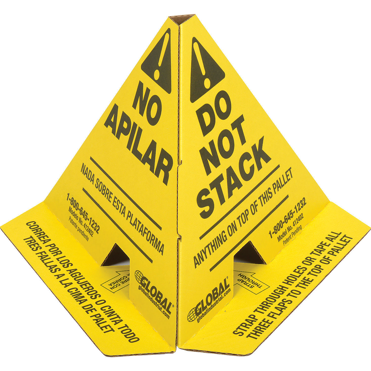 Trilingual "Do Not Stack" Pallet Cones Yellow 50 Pack