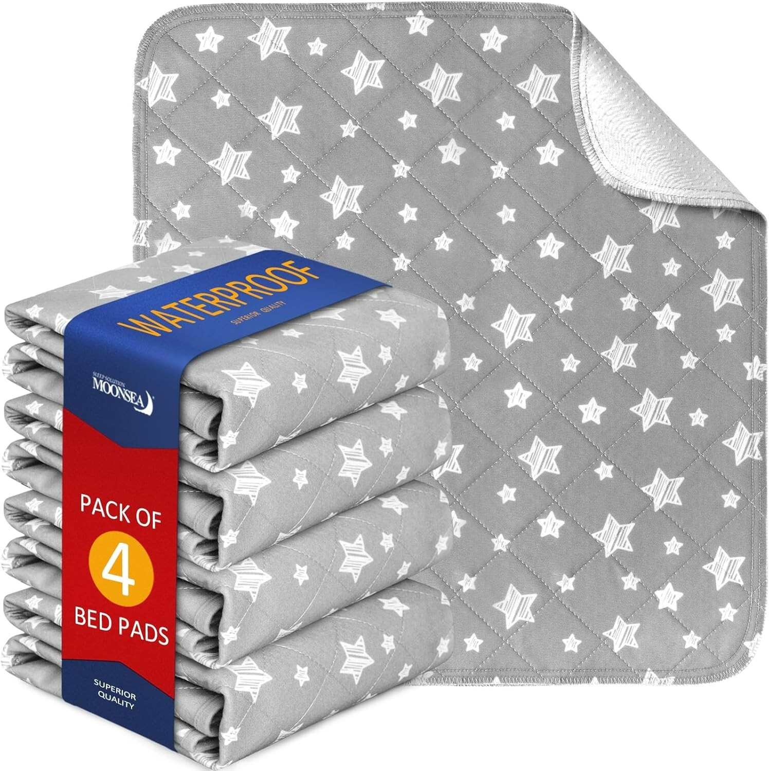 Waterproof Incontinence Chair Pads Quilted Seat Pads Cover 4 Pack 22"x21"Gray