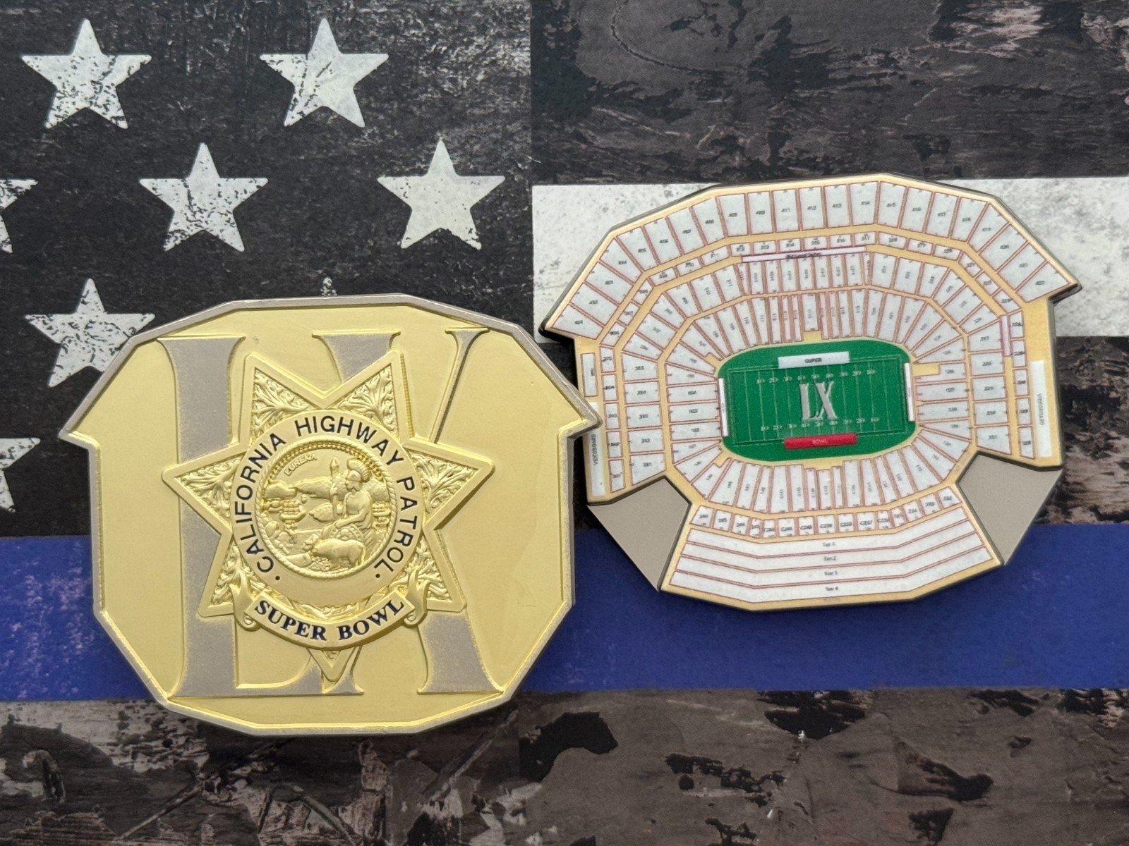 Super Bowl 60 Stadium Shaped CHP Challenge Coin (Matte Gold)