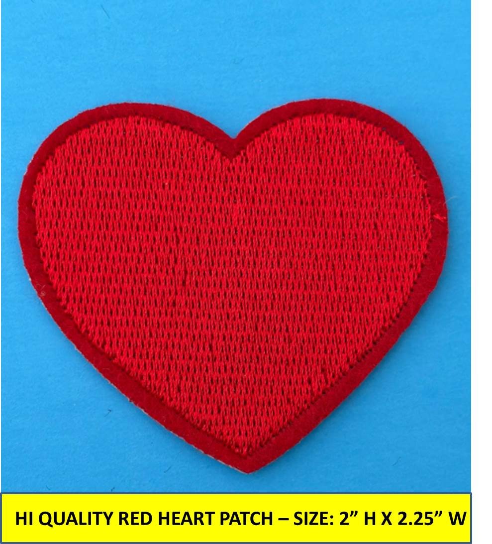 2" Red Heart Patches Embroidered Iron-/Sew-on Heart Patch Applique