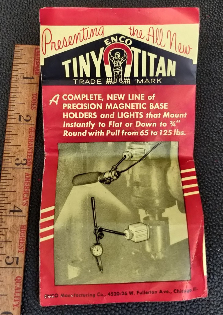 ORIGINAL 1960 BOOKLET FOR Enco Tiny-Titan Magnetic Base Machinist Tools