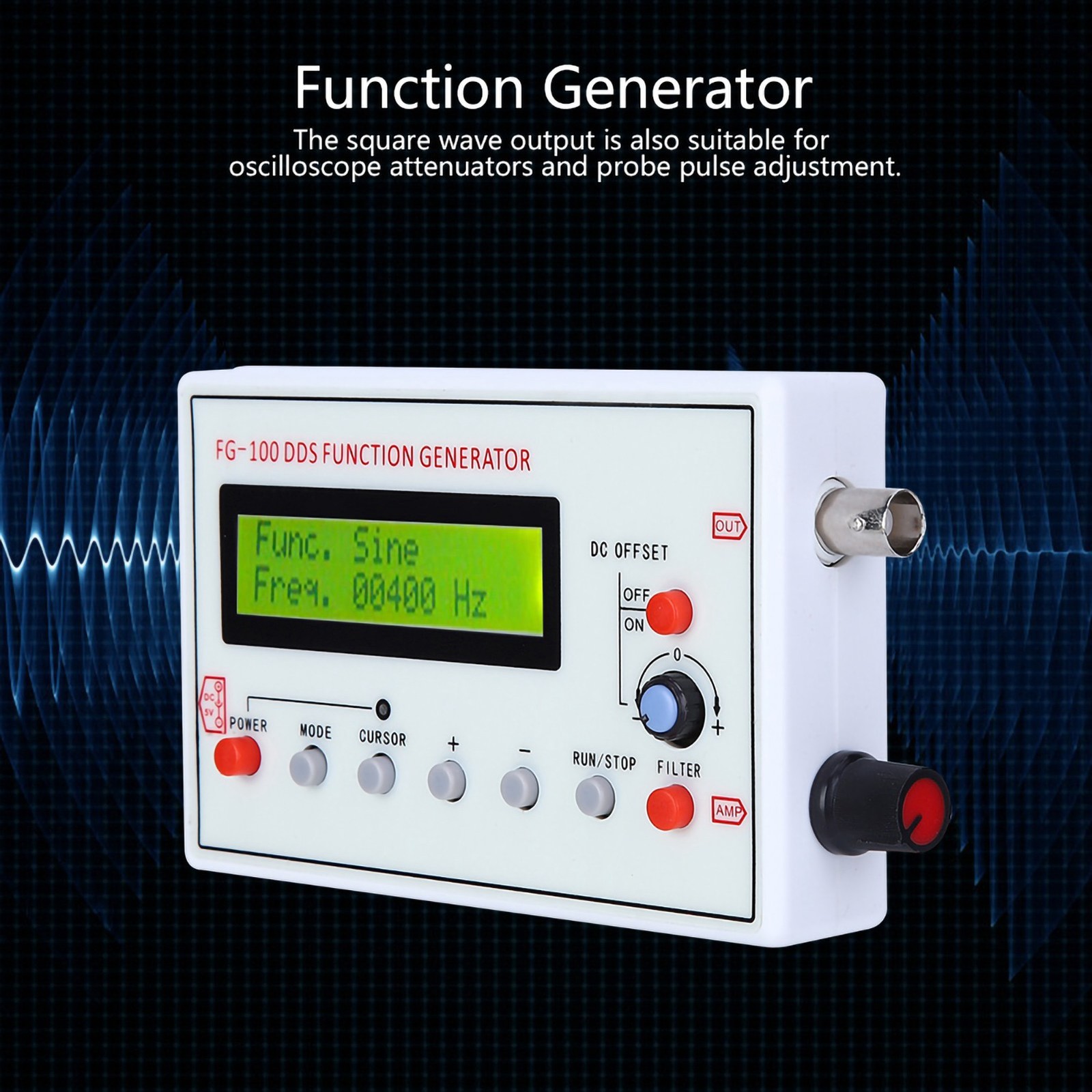 DDS Generator Sine Frequency 1HZ-500KHz Counter Signal Source Generator Meter