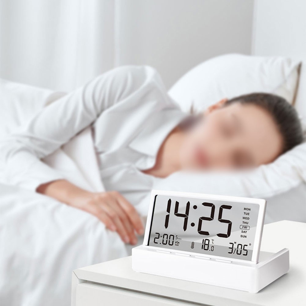 Desktop Digital Alarm Clock with Three Alarms Temperature Date Week Display