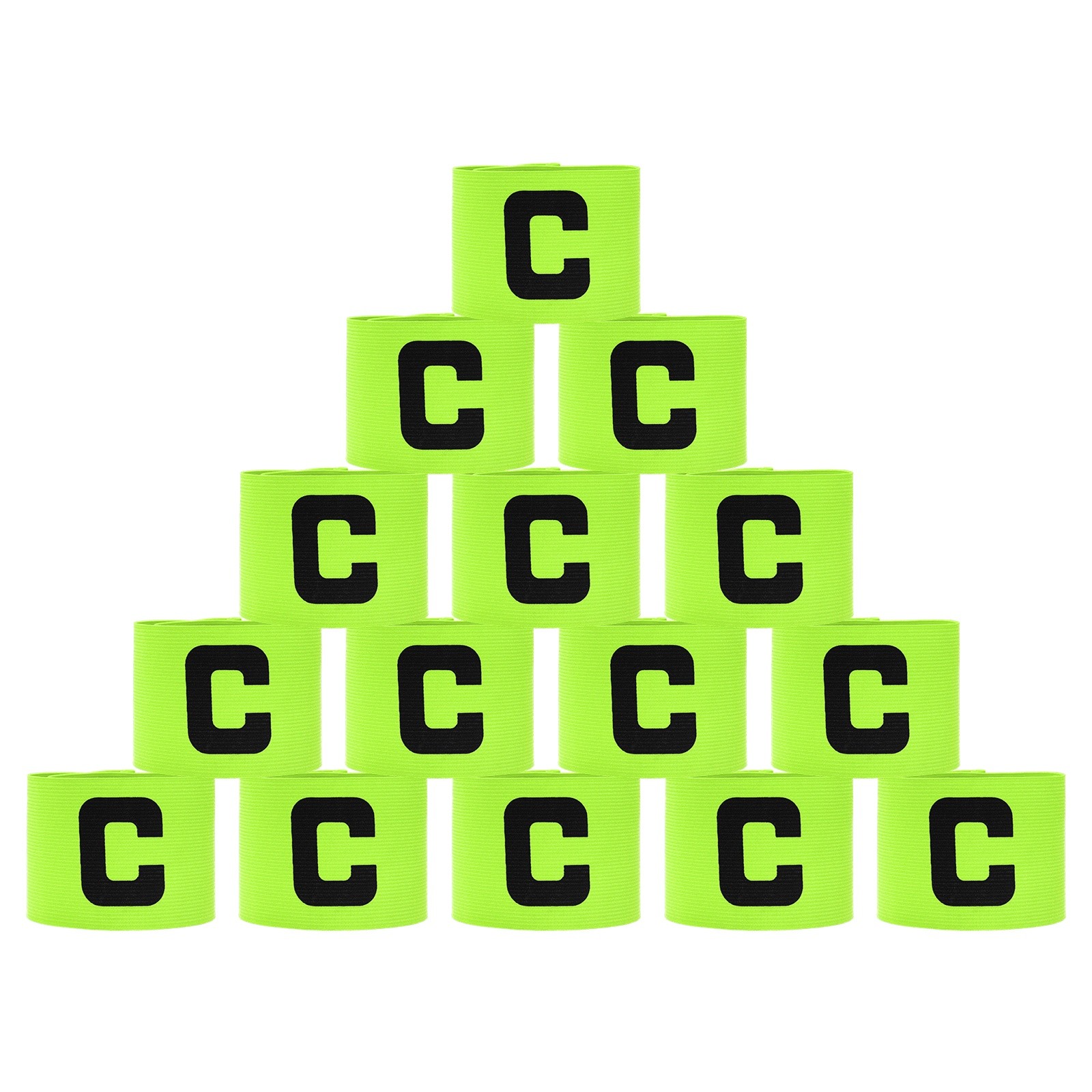 15Pcs Captain Armbands, Adjustable Arm Band, Fluorescent Green