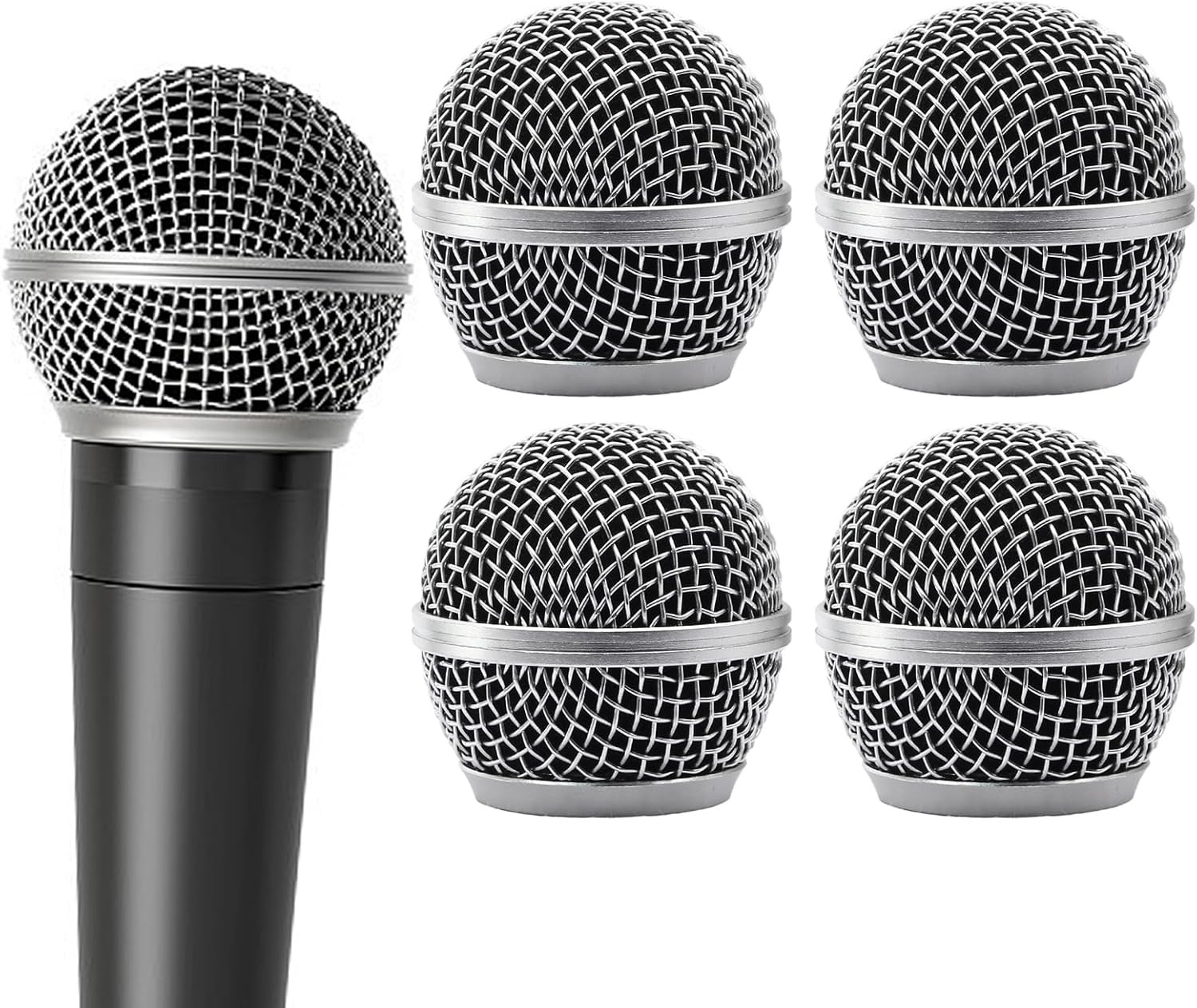 4 Pack SM58 Microphone Head Replacement Standard Size Grille Mic Replacement wit