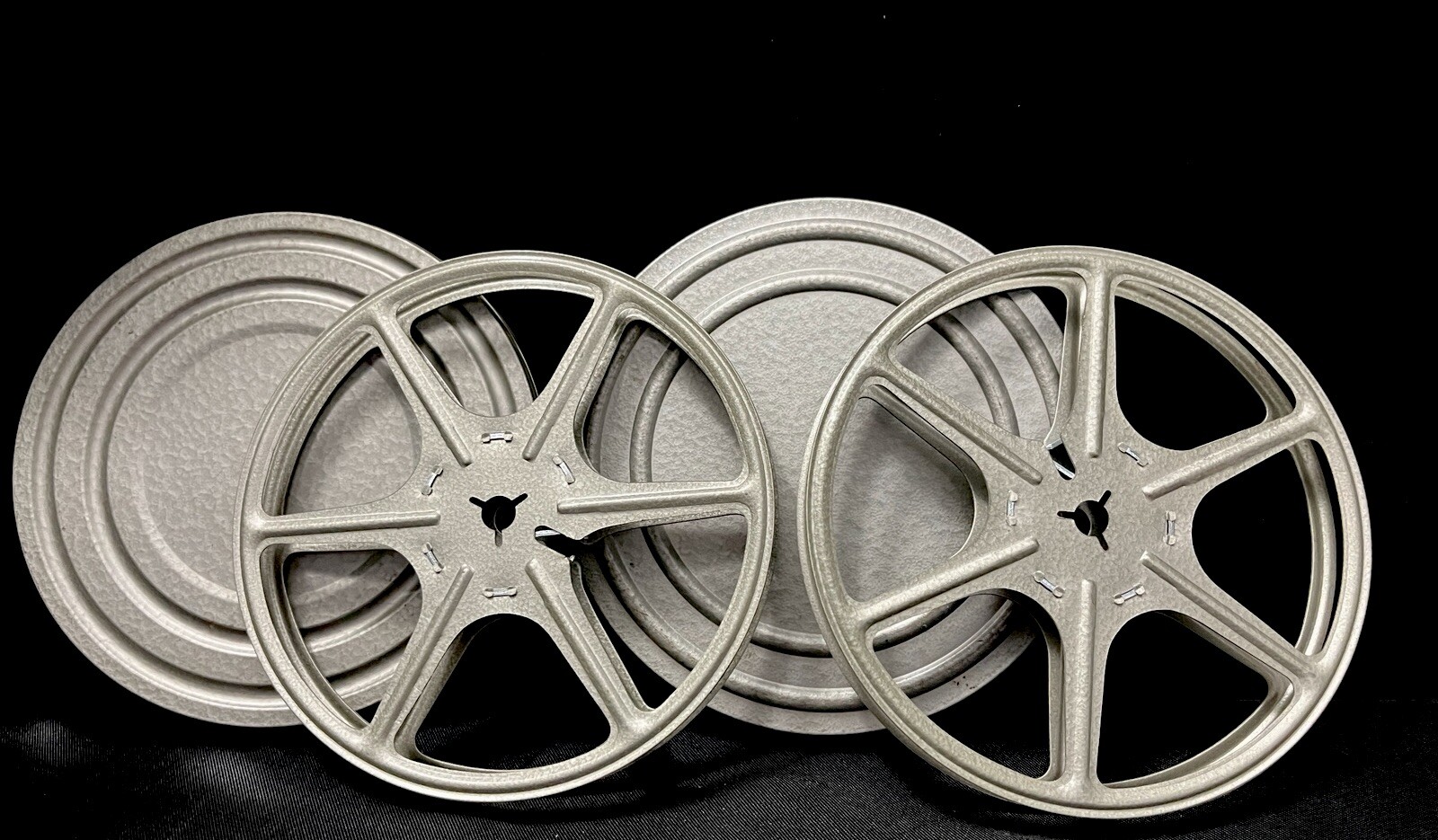 Lot Of 2 Vintage  5”  Metal Take Up Reels & Canisters Un Marked