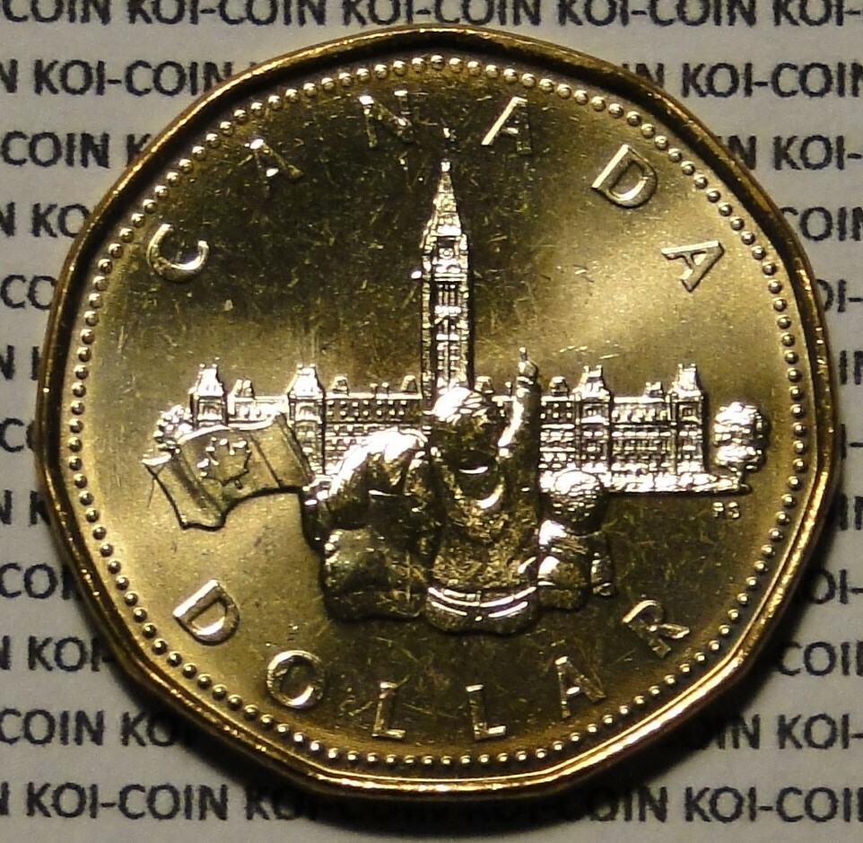 BU Canada 1867-1992 125th confederation anniv parliament loonie $1 dollar coin