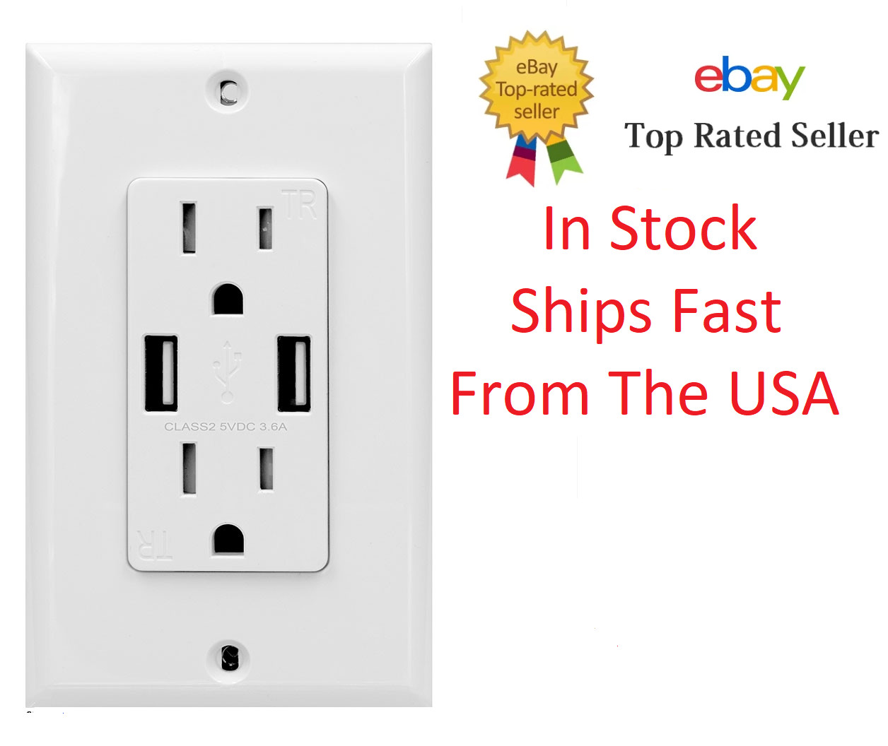 1pack 3.6A USB C Outlet with Power Delivery Duplex Receptacle in Wall, 15Amp