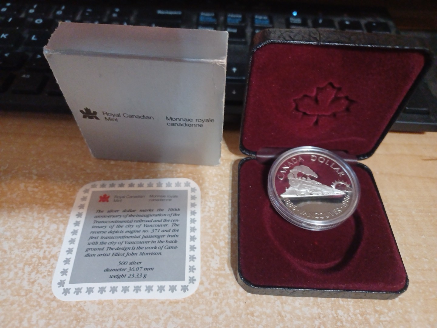 1986 Vancouver Centennial Royal Canadian Mint Silver Proof Dollar in OGP w/COA!
