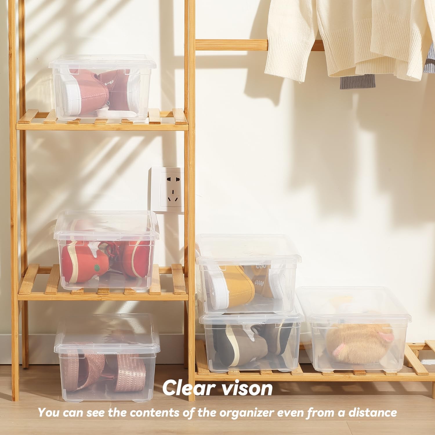 8 Packs 6 Quart Latching Storage Box,Shoe Boxes Clear Plastic Stackable Stora...