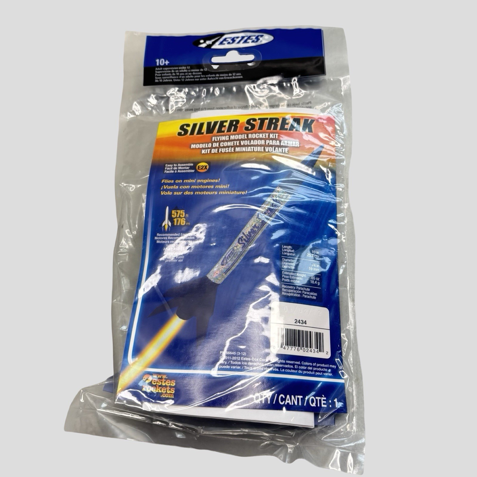 Estes 2434 Silver Streak Flying Model Rocket Kit New Sealed