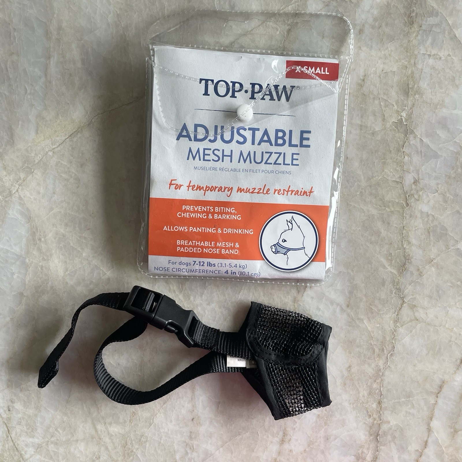 Top Paw Adjustable Mesh Muzzle Size XS X-Small 7-12 Lbs