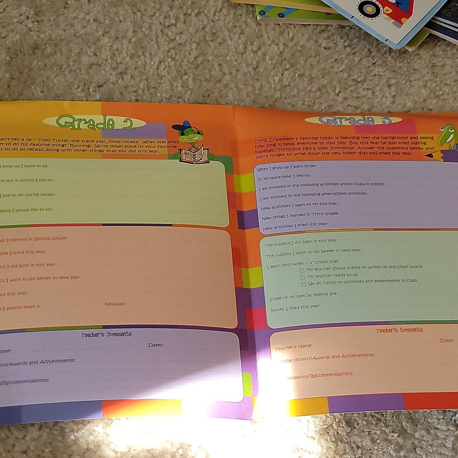 Five AES PHEAA Quarterly Assignment books, One My Student Planner Elementary