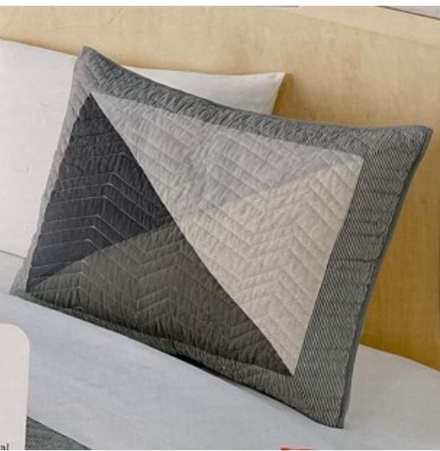 Home Classics Statements Elijah Cotton Quilted Standard Sham Grey Black White