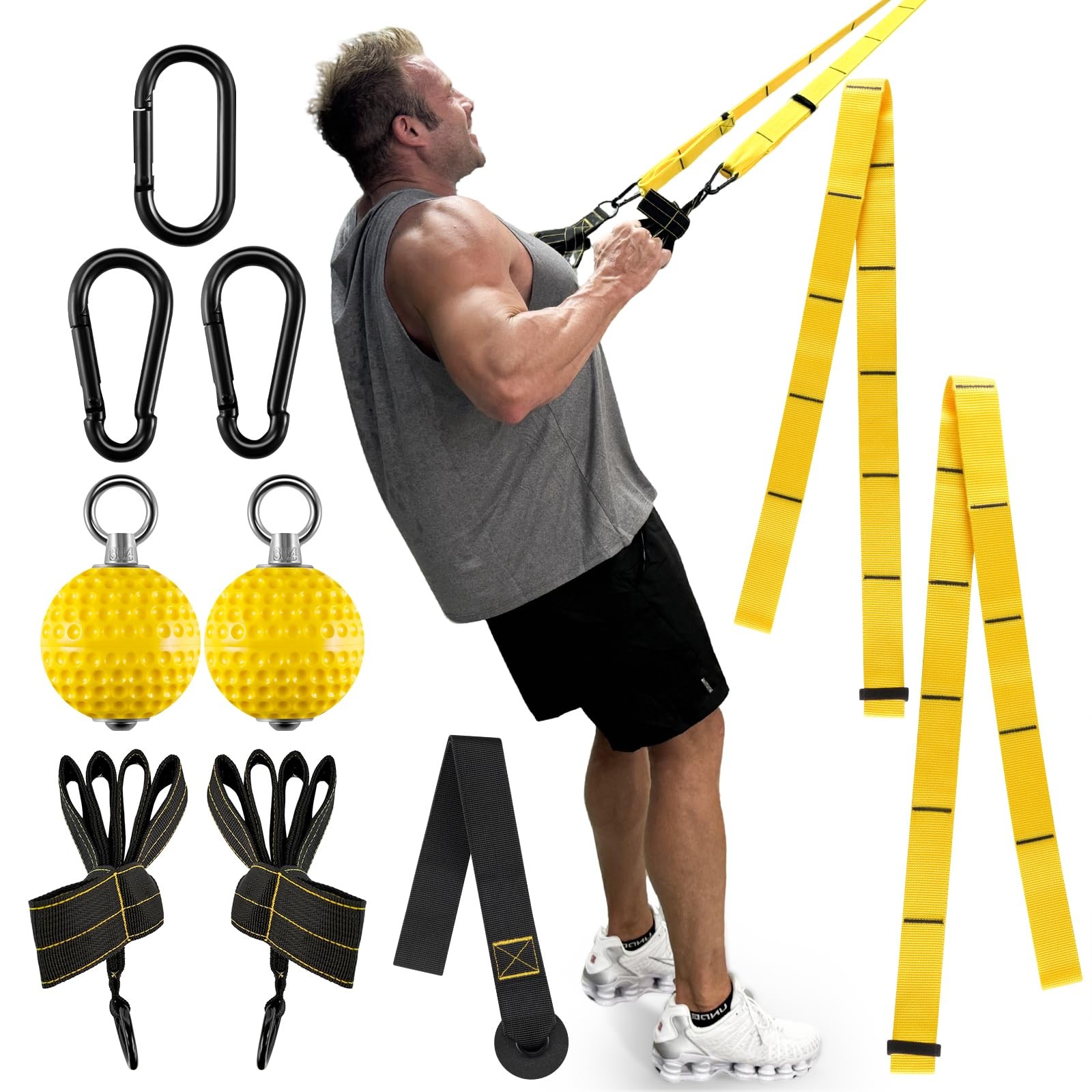 FitBeast Pull Up Ball Grips & Finger Straps Set – Grip Balls for Dead Hangs, ...