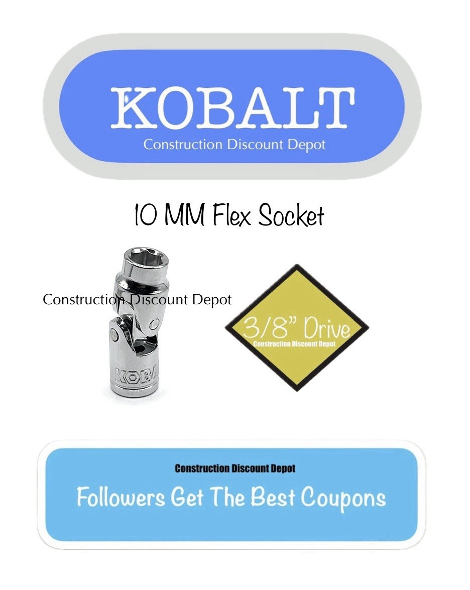 Kobalt 3/8" Drive 10mm Universal Flex 6 Point Socket 86932
