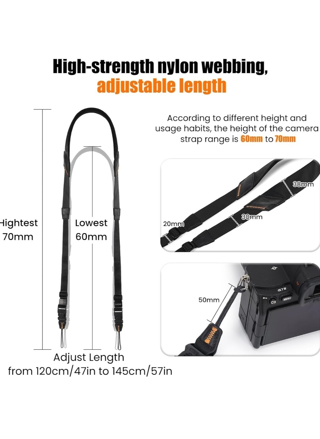 New Cwatcun High Quality Nylon EVA Microfleece Comfortable Durable Camera Strap