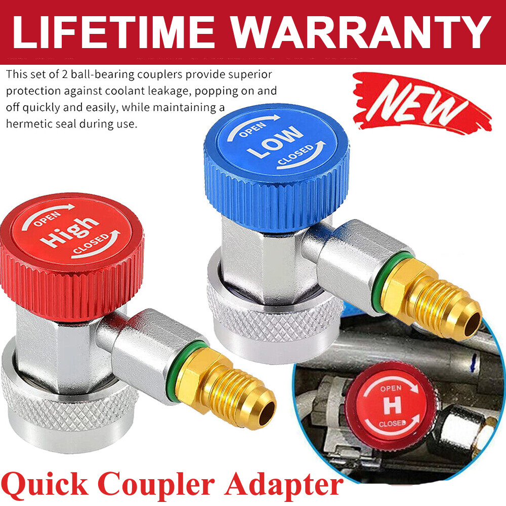 1/4" A/C R134A Quick Coupler Adapter Manifold Connector Sae Hvac High & Low Side
