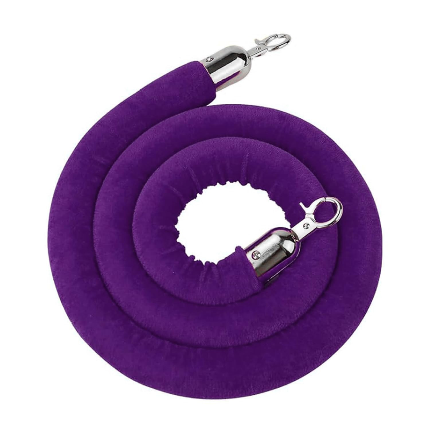 5 Feet Purple Velvet Hanging Ropes with Silver Polished Hooks Crowd Control Stan
