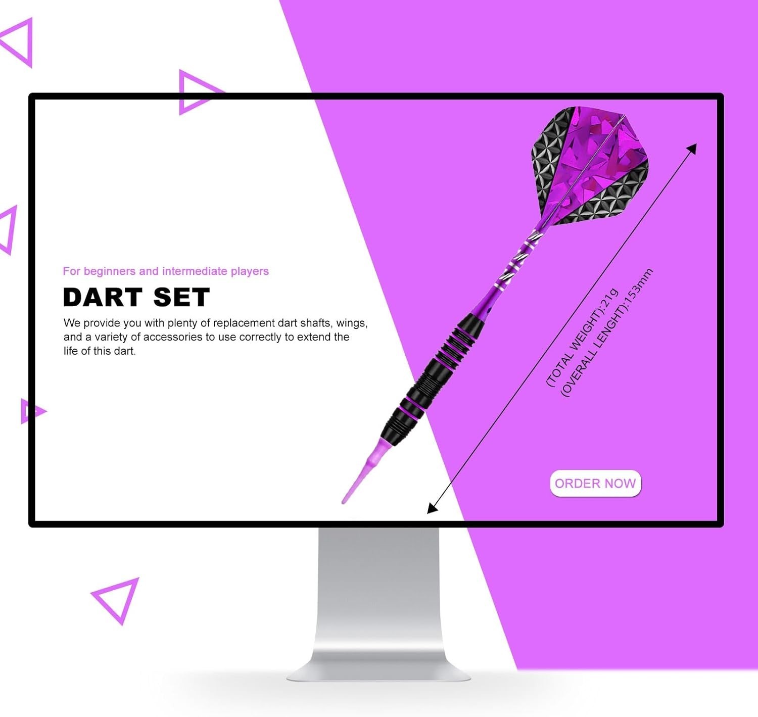 Soft Tip Darts Set, 3 Aluminum Shafts, 2BA Replacement Tips, Flights