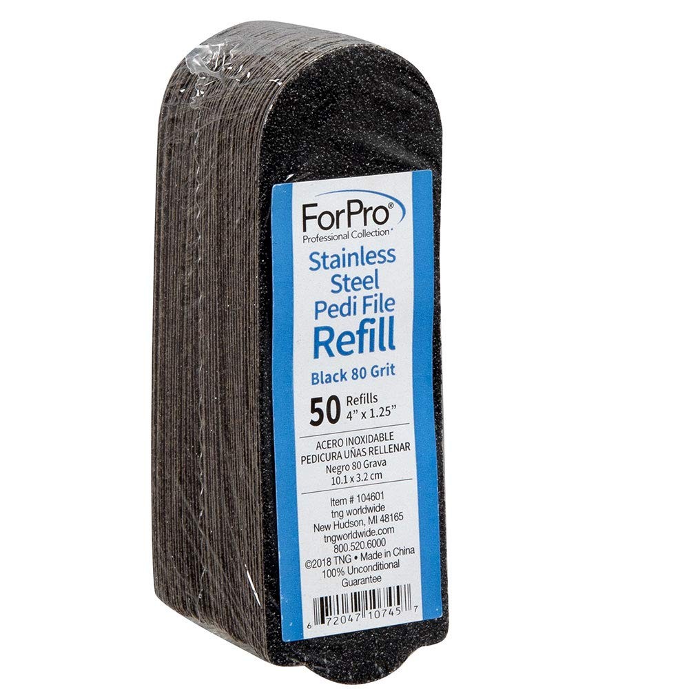 ForPro Professional Collection Stainless Steel Pedi File 80 Grit, Black