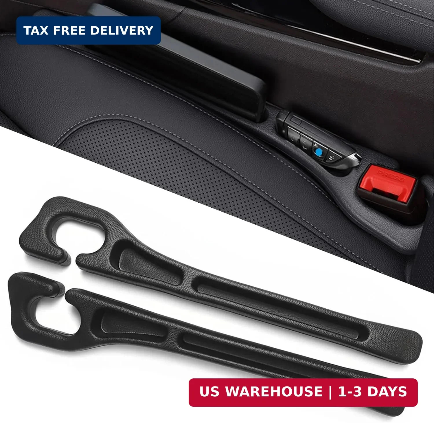 Car Seat Gap Filler Organizer of 2, 2 in 1 Car Gap Filler (Black) | Universal Ga