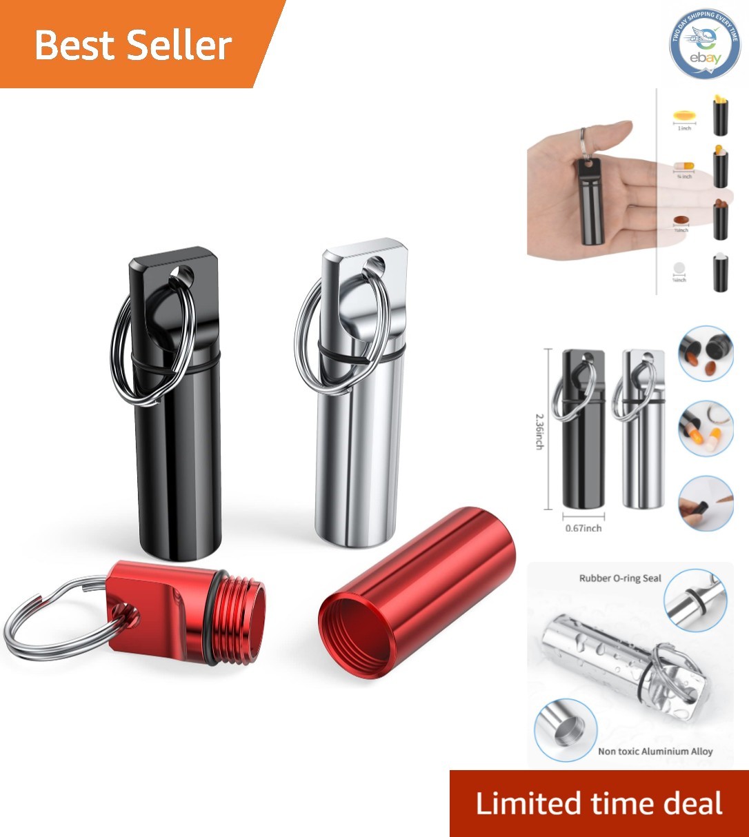 Airtight and Lightweight Mini Pill Holder Keychain Set for Outdoor Use