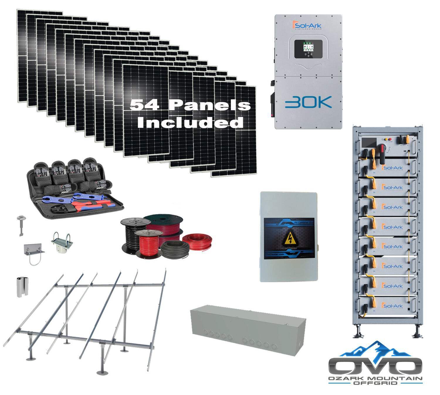 Commercial 30KW Solar Array - 3 Phase 208V Solar Kit + 30K 208V Sol-Ark Inverter