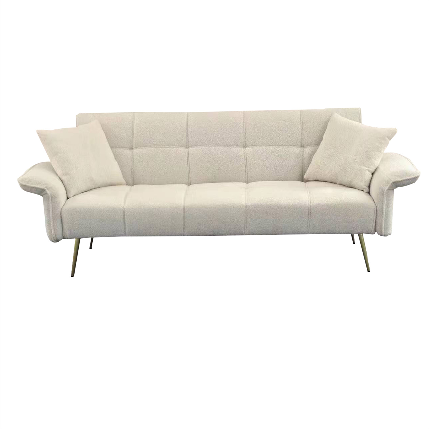 Beige Convertible Sleeper Sofa Bed Couch Futon Sofa Bed Folding Recliner Sofa US