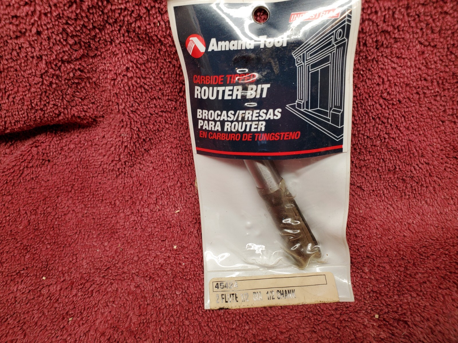 Amana 45424 Carb. Tip. Straight Plunge 1/2" Dia x 1-1/2" CH x 1/2" Shank