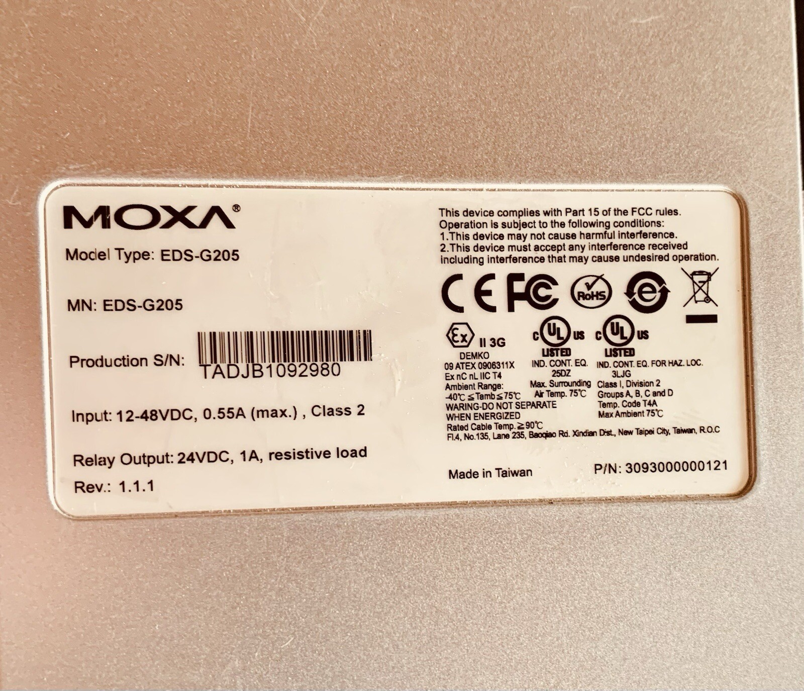 Moxa-EDS-G205, 5port Fast Ethernet Switch.