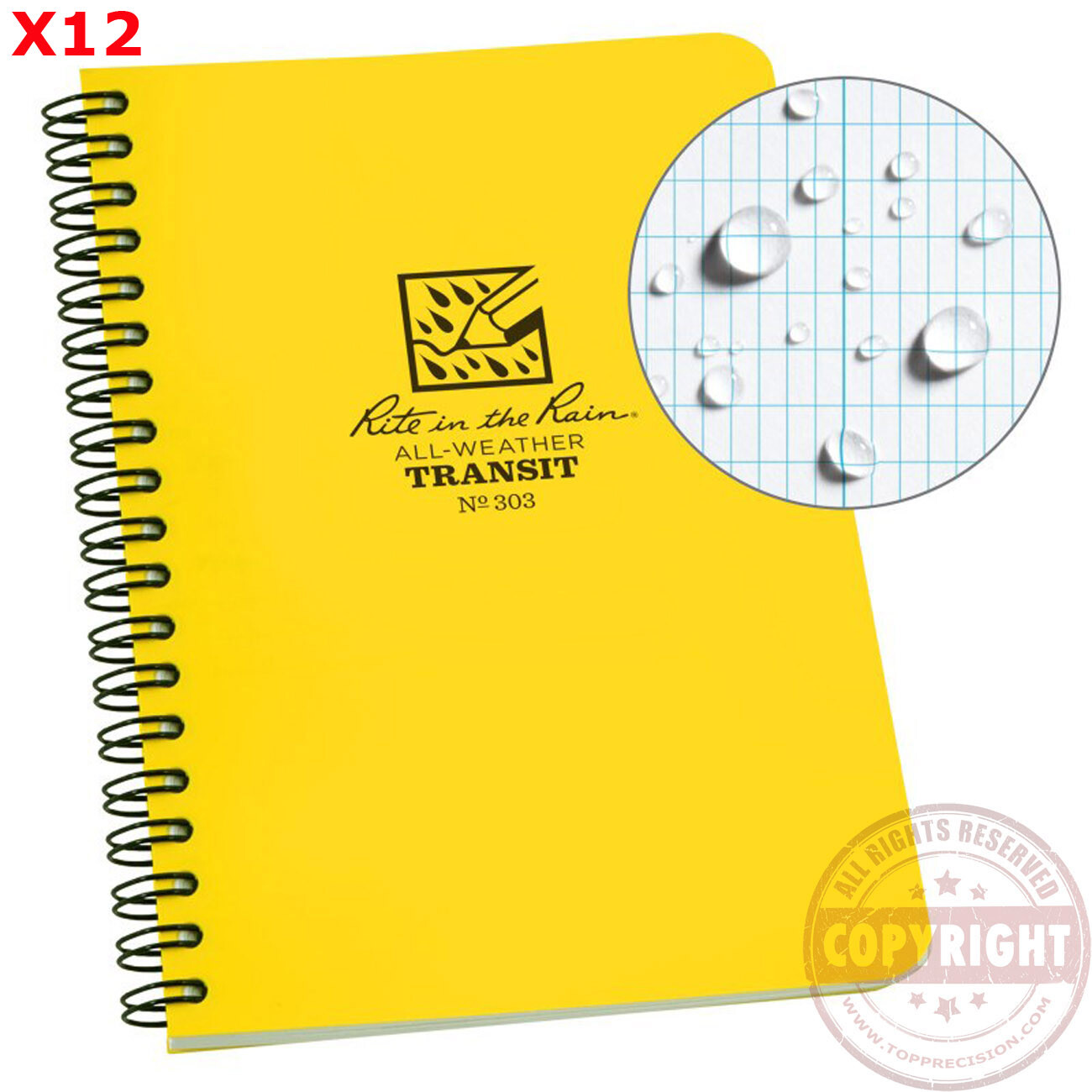 12 RITE IN THE RAIN 303 TRANSIT NOTEBOOK, SURVEYING, GPS, TOTAL STATION