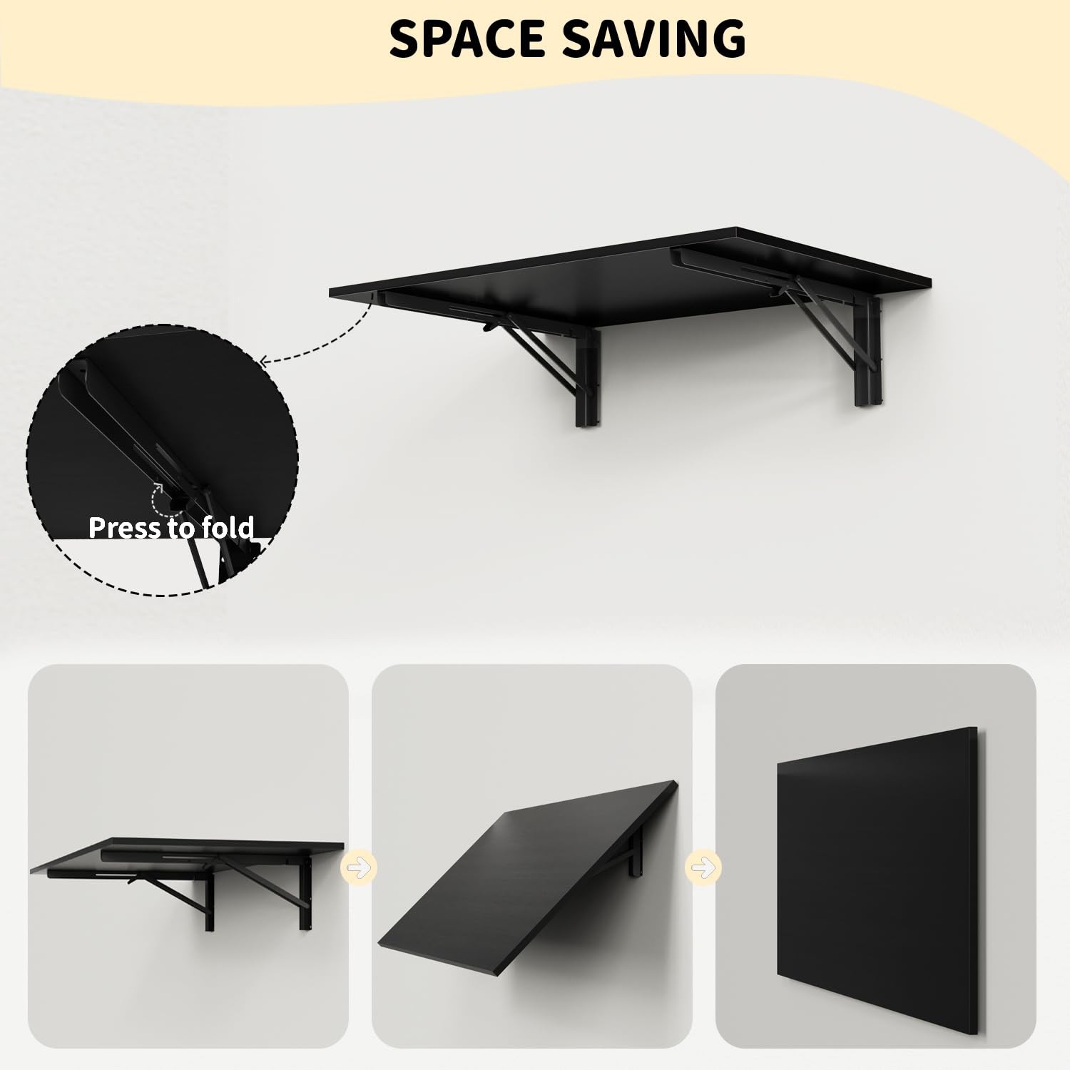 GOYLSER Wall Mounted Table Fold Down Workbench 25" x 15.7" Laundry Floating Desk