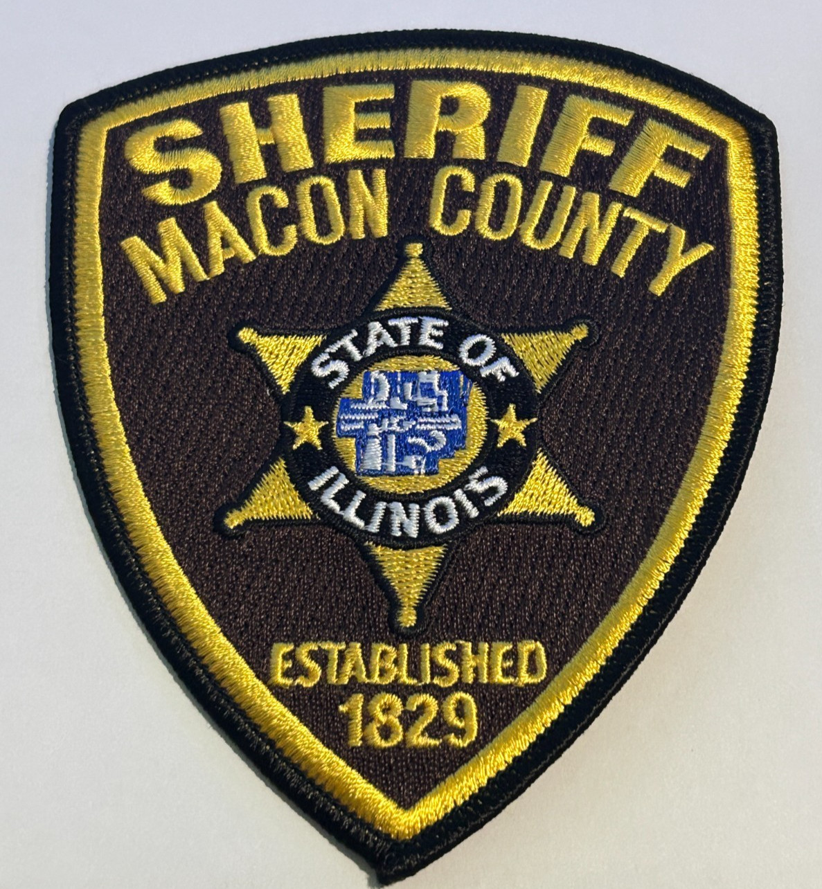 Macon County Illinois Sheriff Black Border Patch Unused