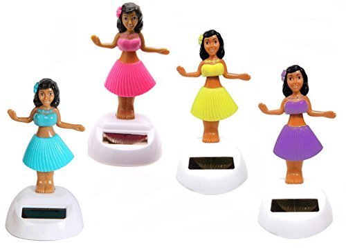 Buy 1 Get 2 Free Solar Powered Hawaiian Dancing ALOHA Luau Hula Girl Multi Color