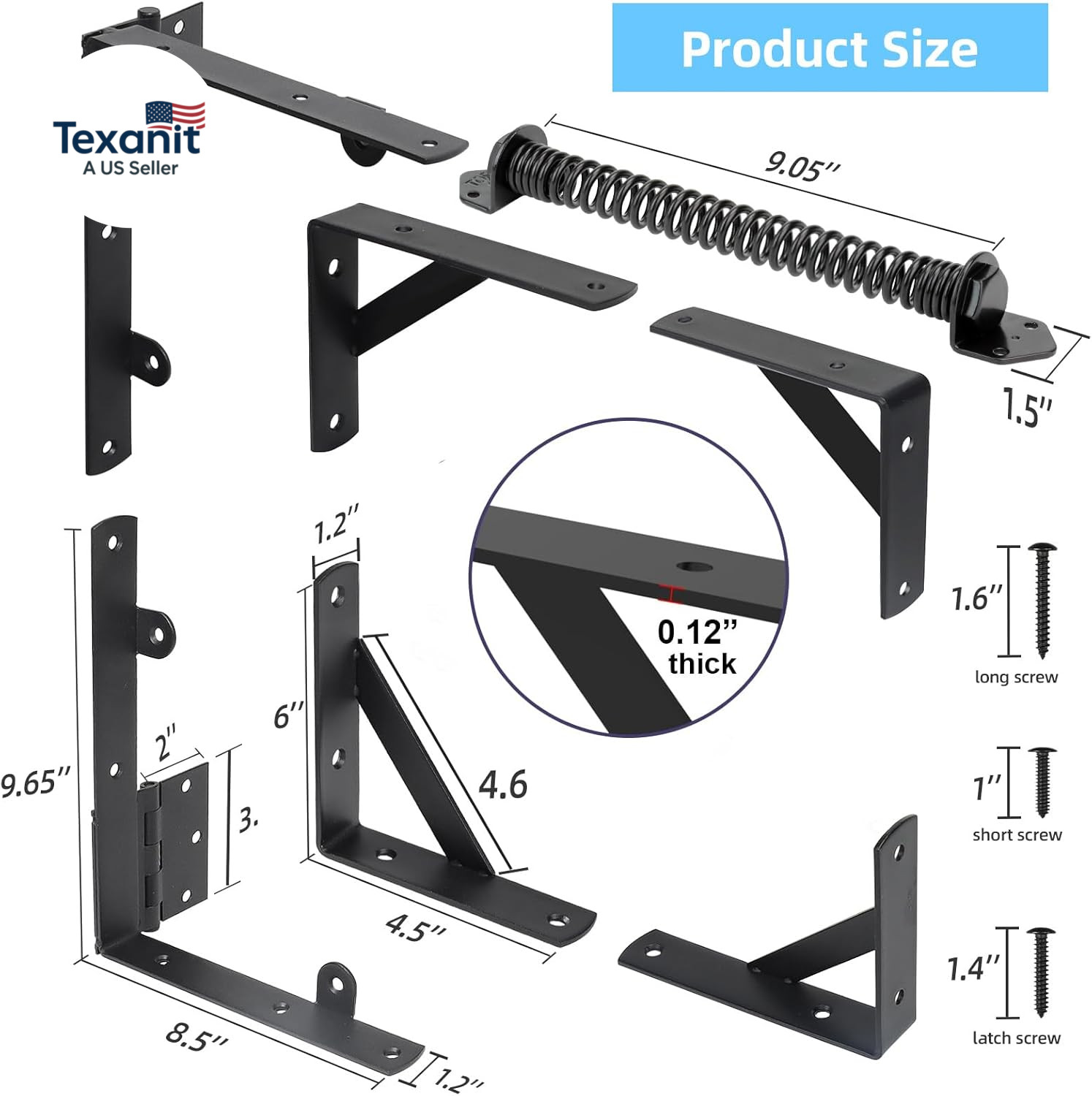 Fence Gate Kit Gate Hardware, 1 Set anti Sag Gate Kit Gate Frame Cornor Brackets