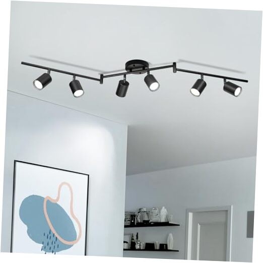 Track Lighting, Rotatable Heads Tracks Light, Track Lightings 6 Ways Black