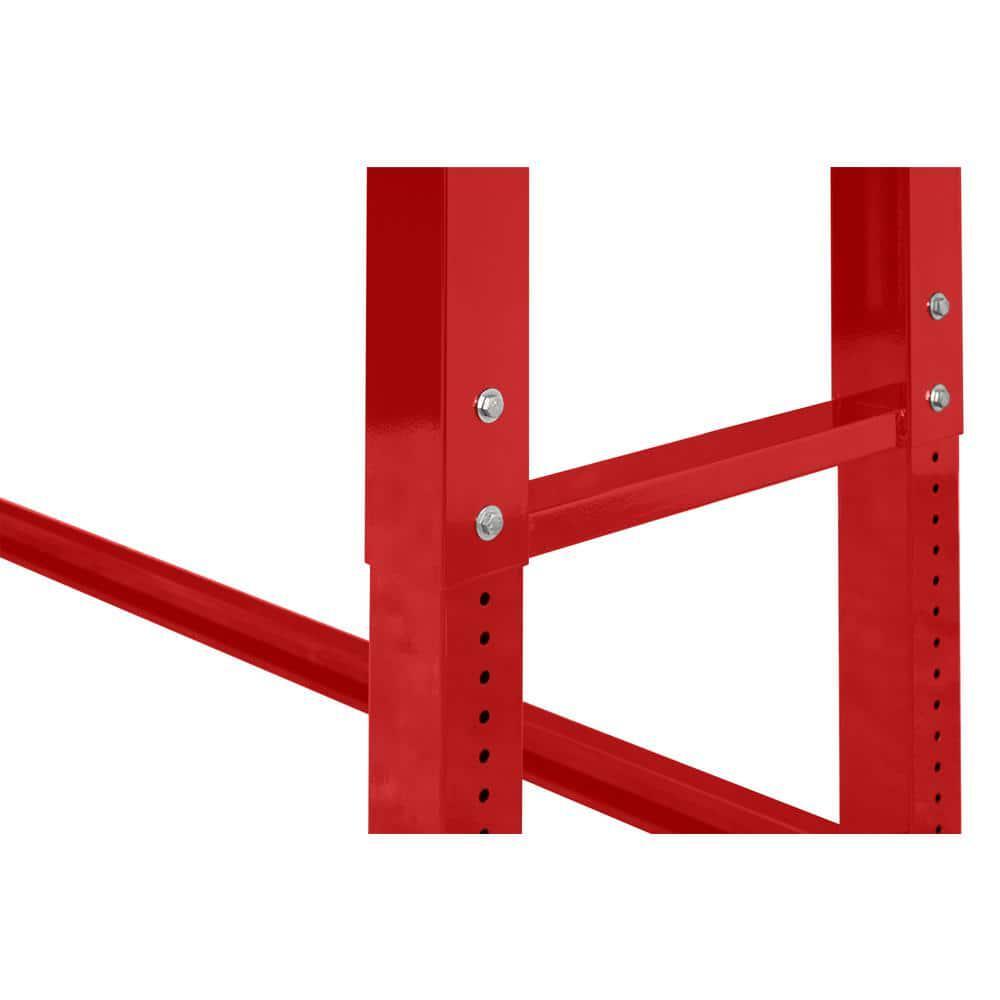 6 Ft. Adjustable Height Solid Wood Top Workbench In Red For Ready To Assemble