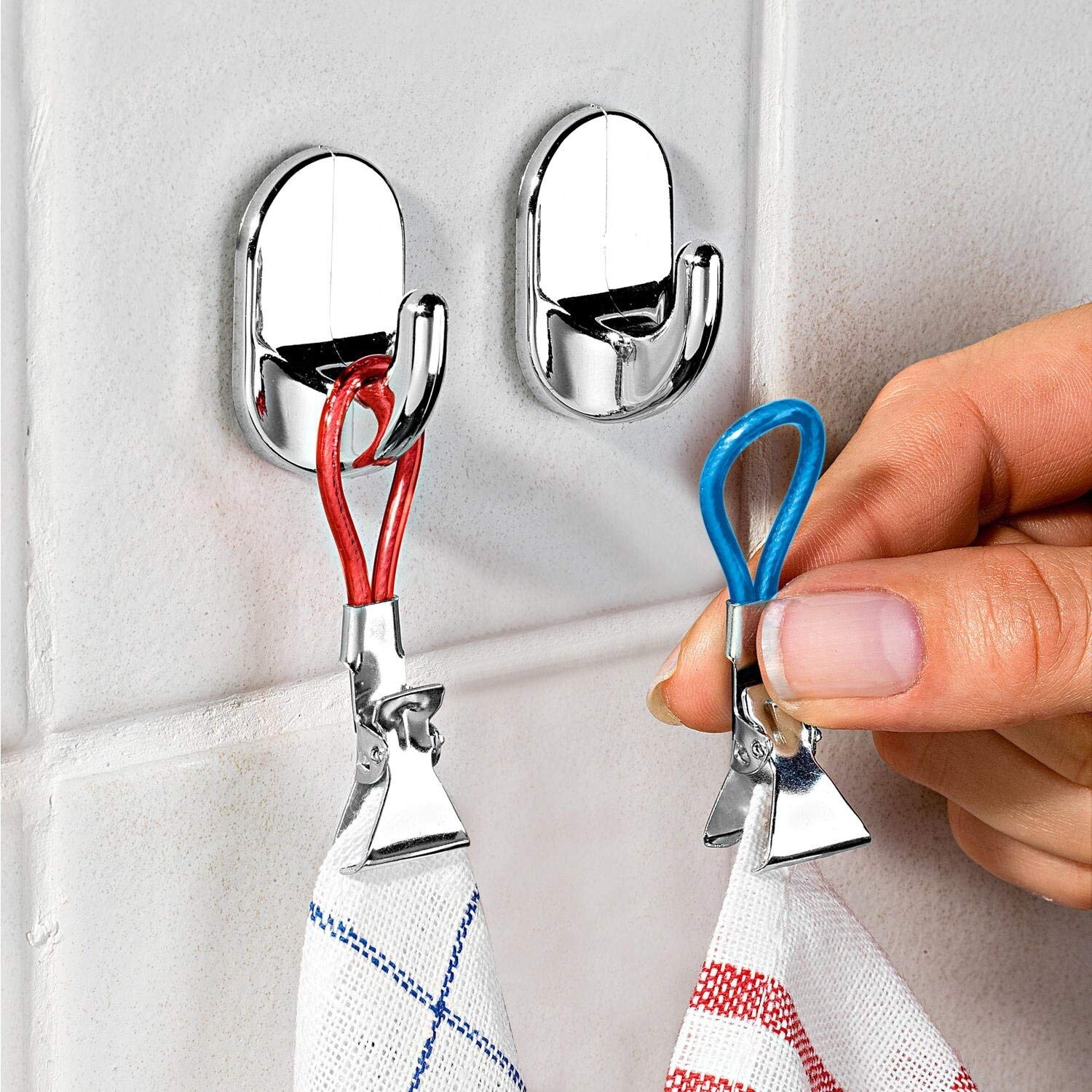 Set of 5 Tea Towel Hanging Clips Clip on Hooks Loops Hand Kitchen Towel Hangers