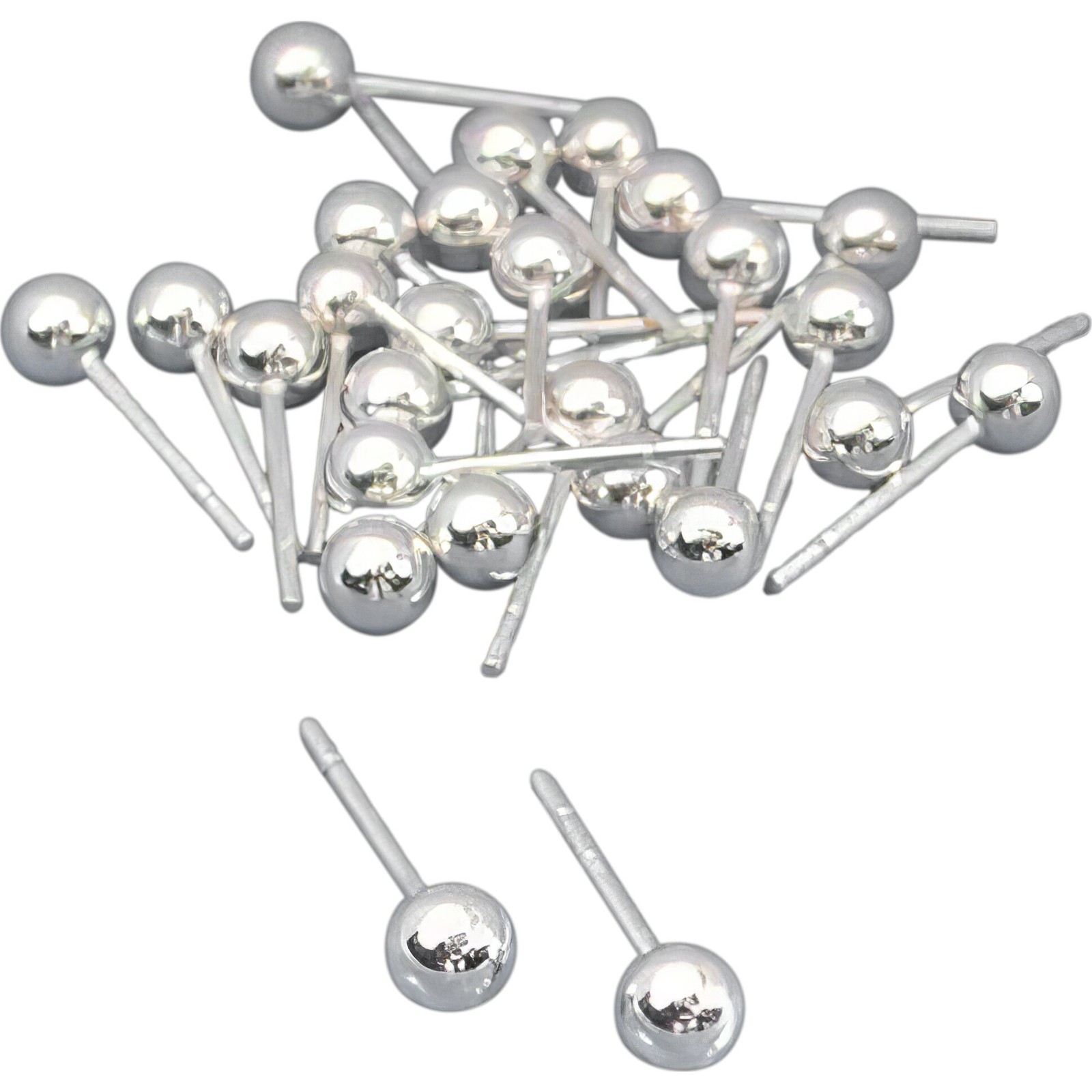 24 Sterling Silver Ball Stud Earrings 4mm