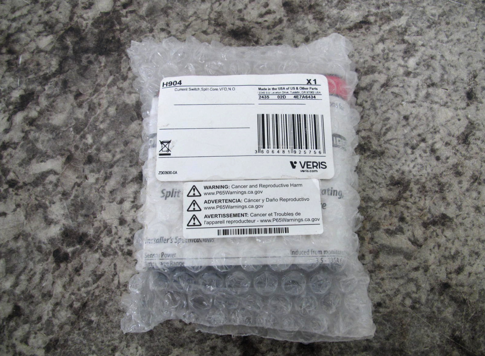 New Veris Hawkeye H904 / 904 VFD NO Split-Core Current Switch Free Shipping