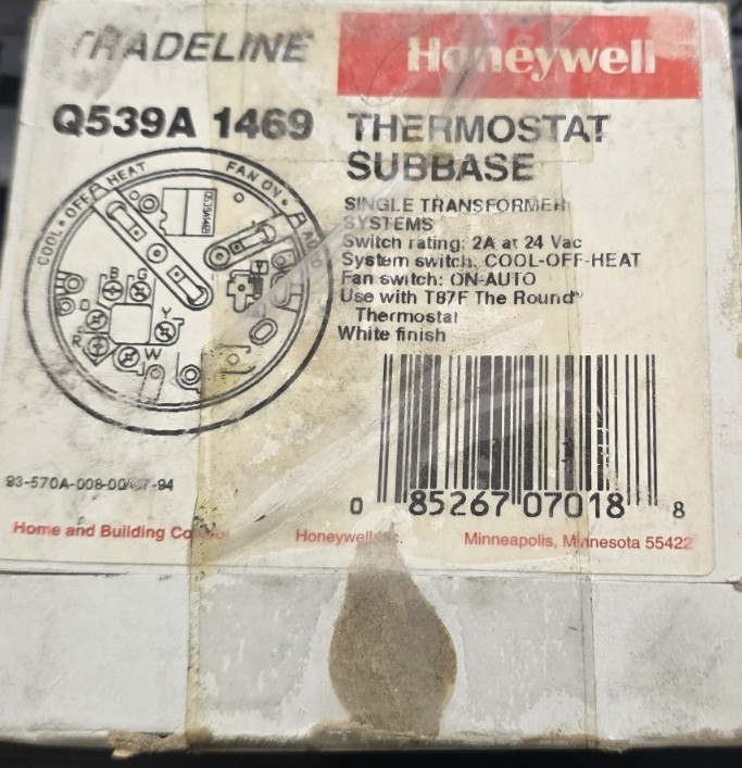 Honeywell Thermostat Subbase AND Round Low Voltage Thermostat