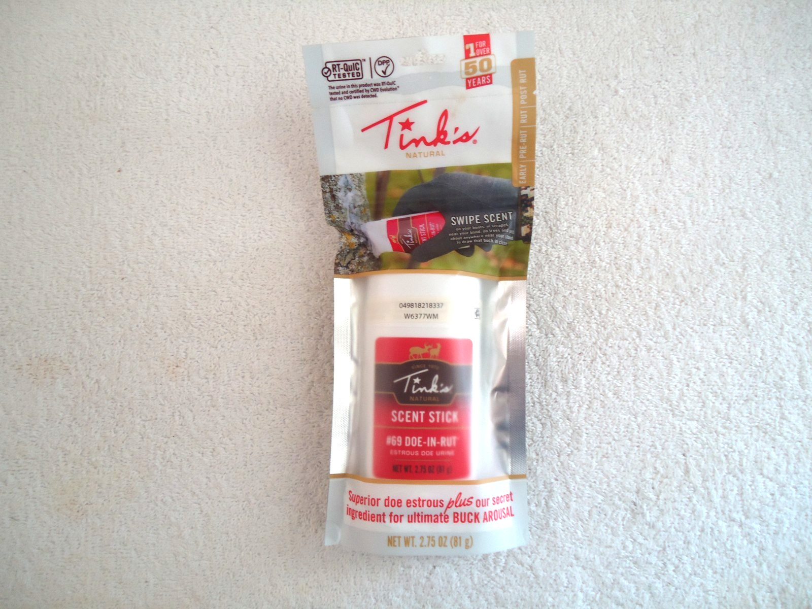 " NIP " Tinks Natural #69 Doe In Rut Swipe Scent Stick " Great Gift For A Hunter