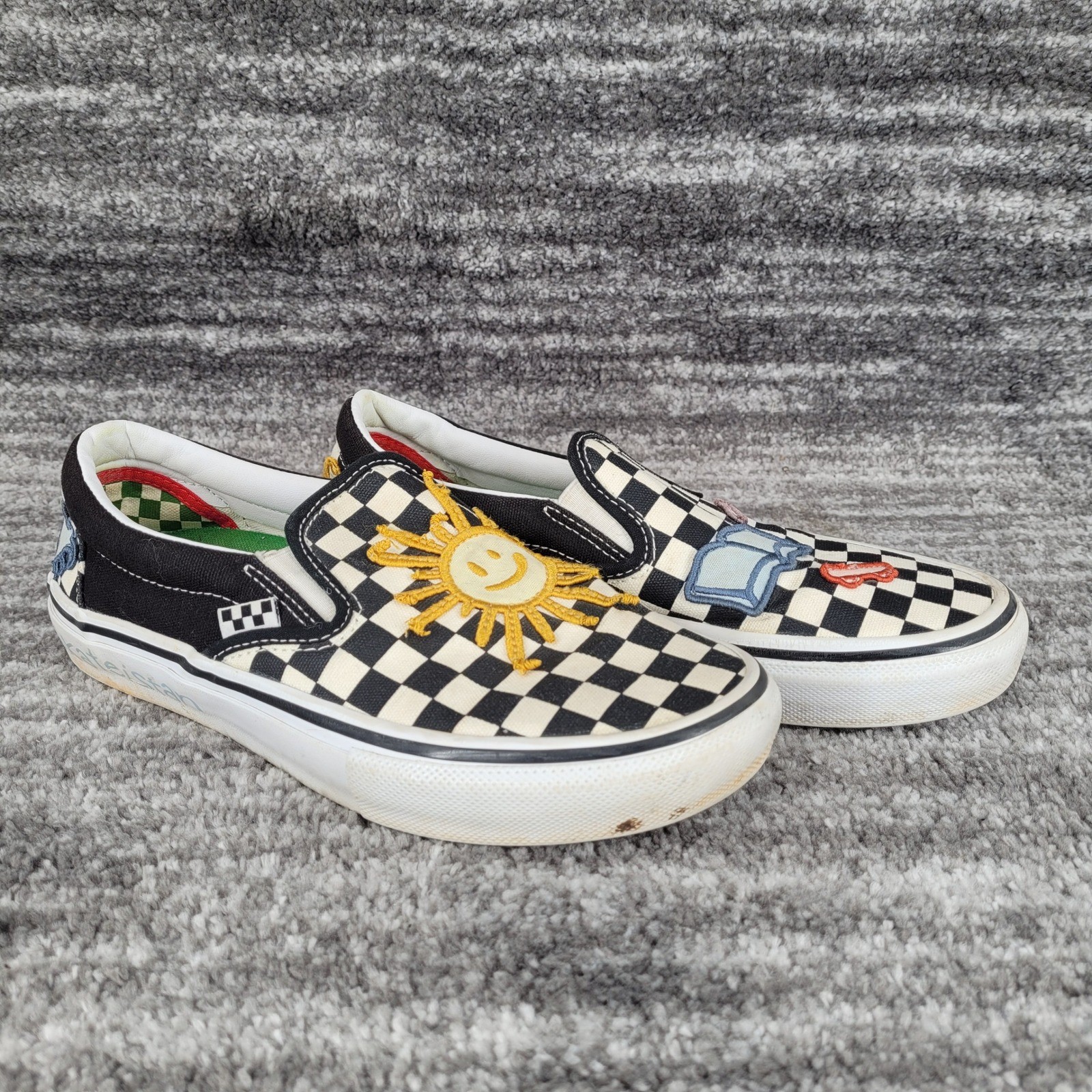 Vans Skate Era Skateistan Checkerboard Skater Slip-on Shoes Men Sz 7 Women 8.5