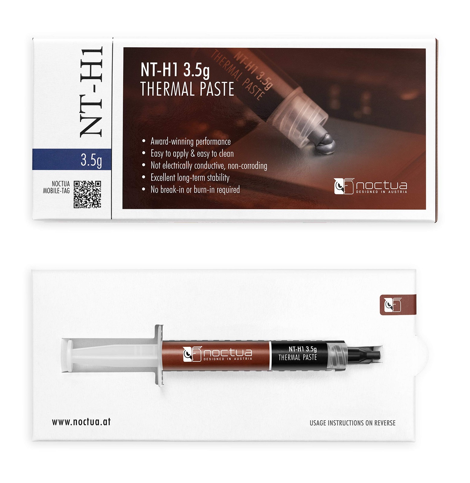 Noctua NT-H1 3.5g, Pro-Grade Thermal Compound Paste (3.5g) 157x70x30 mm, White